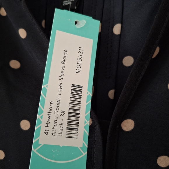 NWT Womens 41 Hawthorn 3X Polk A Dot Blouse Ruffles Top Stitch Fix Short Sleeve - Picture 4 of 14